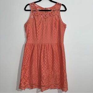 Xhilaration Coral Lace Fit and‎ Flare Sleeveless Dress Size XL